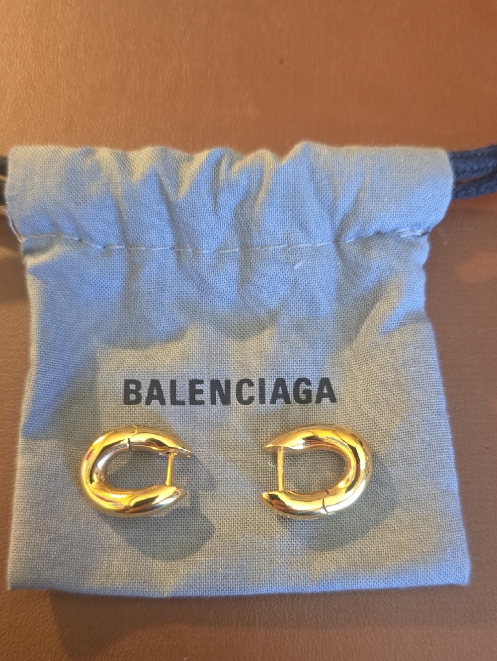 Balenciaga Polished Gold Clip Hoop Earrings